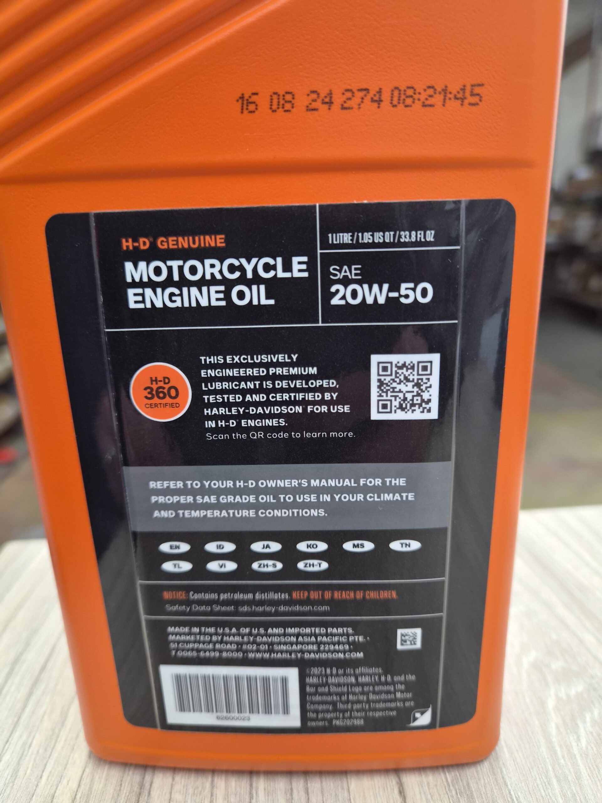 Harley mineral oil back