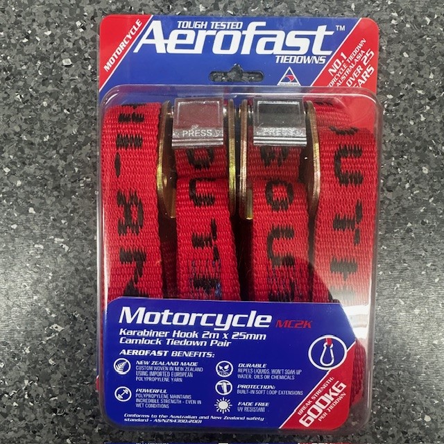 AEROFAST 25mm Ratchet Motorcycle Tiedowns (Karabiner) Image