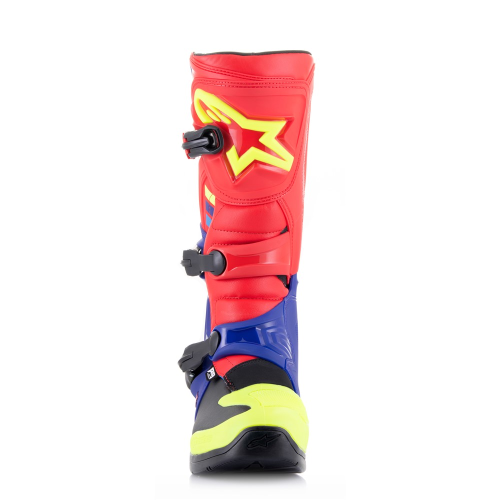 Alpinestars Tech-3 MX Boots Bright Red/Dark Blue/Fluoro Yellow - Image 5