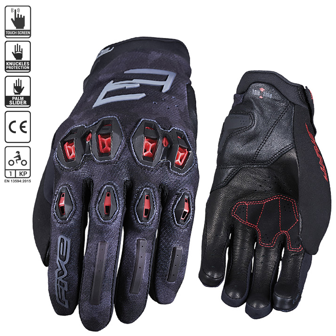 FIVE Stunt EVO 2 Gloves Black/Red CAMO Image