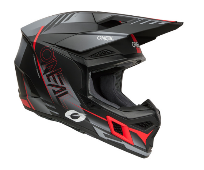 O'Neal 3SRS Haze MX Helmet – Black/Grey/Red - Image 2